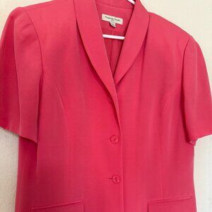 Amanda Smith Vintage 100% Silk 80’s/90’s Hot Pink Short Sleeve Blazer  Size 14